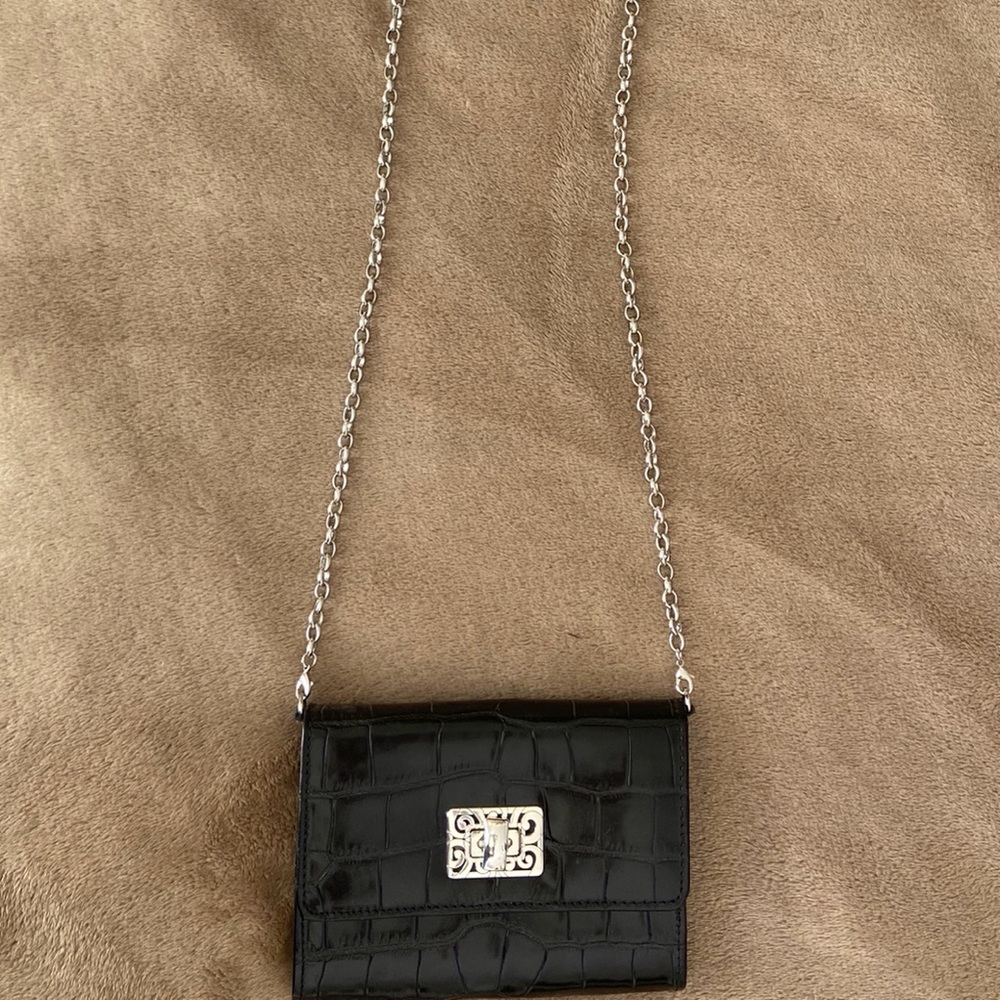 BRIGHTON CROC WALLET CROSSBODY BLACK - Picture 3 of 8